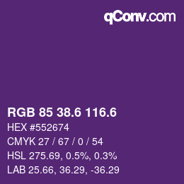 カラーコード: RGB 85 38.6 116.6 | qconv.com