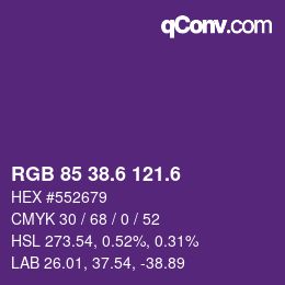 カラーコード: RGB 85 38.6 121.6 | qconv.com