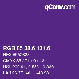 カラーコード: RGB 85 38.6 131.6 | qconv.com