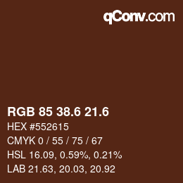 カラーコード: RGB 85 38.6 21.6 | qconv.com