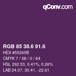 カラーコード: RGB 85 38.6 91.6 | qconv.com
