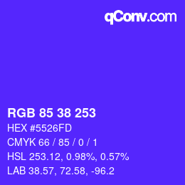 颜色代码: RGB 85 38 253 | qconv.com