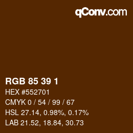 Color code: RGB 85 39 1 | qconv.com