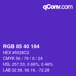 颜色代码: RGB 85 40 194 | qconv.com