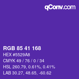 Color code: RGB 85 41 168 | qconv.com