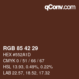 Color code: RGB 85 42 29 | qconv.com