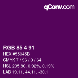 カラーコード: RGB 85 4 91 | qconv.com