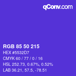 Código de color: RGB 85 50 215 | qconv.com