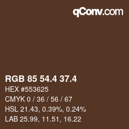 カラーコード: RGB 85 54.4 37.4 | qconv.com
