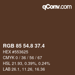 カラーコード: RGB 85 54.8 37.4 | qconv.com