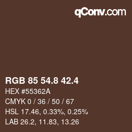 カラーコード: RGB 85 54.8 42.4 | qconv.com