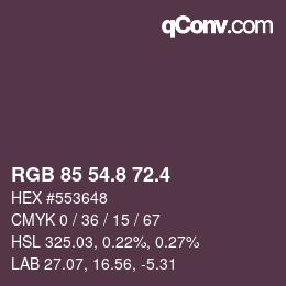 カラーコード: RGB 85 54.8 72.4 | qconv.com