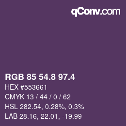 カラーコード: RGB 85 54.8 97.4 | qconv.com