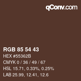 Farbcode: RGB 85 54 43 | qconv.com
