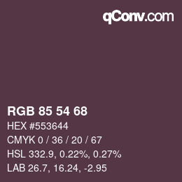 カラーコード: RGB 85 54 68 | qconv.com