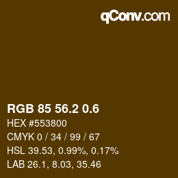 カラーコード: RGB 85 56.2 0.6 | qconv.com