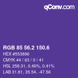 カラーコード: RGB 85 56.2 150.6 | qconv.com