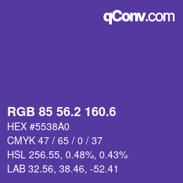 カラーコード: RGB 85 56.2 160.6 | qconv.com
