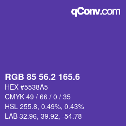 カラーコード: RGB 85 56.2 165.6 | qconv.com