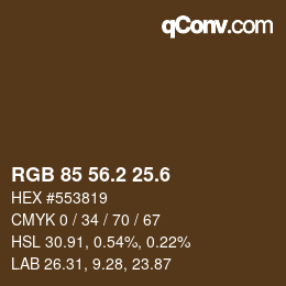 カラーコード: RGB 85 56.2 25.6 | qconv.com