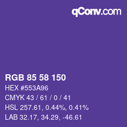 Color code: RGB 85 58 150 | qconv.com