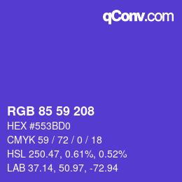 Color code: RGB 85 59 208 | qconv.com