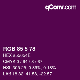 Color code: RGB 85 5 78 | qconv.com