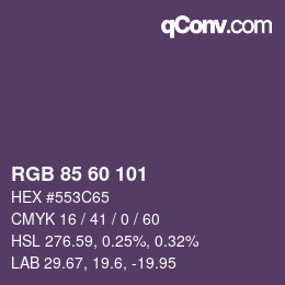 Color code: RGB 85 60 101 | qconv.com