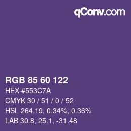 カラーコード: RGB 85 60 122 | qconv.com