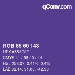 Color code: RGB 85 60 143 | qconv.com