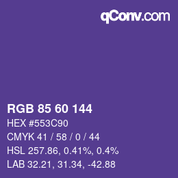颜色代码: RGB 85 60 144 | qconv.com