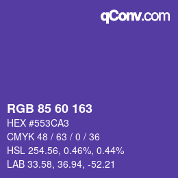 カラーコード: RGB 85 60 163 | qconv.com