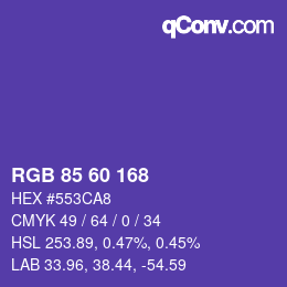カラーコード: RGB 85 60 168 | qconv.com