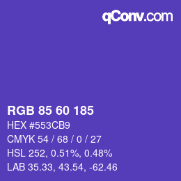 颜色代码: RGB 85 60 185 | qconv.com