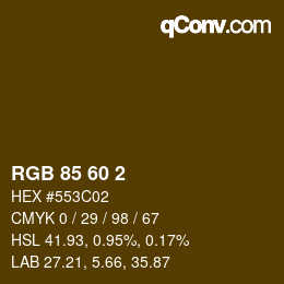 カラーコード: RGB 85 60 2 | qconv.com