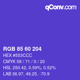 Color code: RGB 85 60 204 | qconv.com