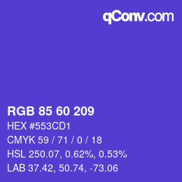 カラーコード: RGB 85 60 209 | qconv.com