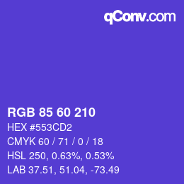 カラーコード: RGB 85 60 210 | qconv.com