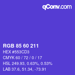 颜色代码: RGB 85 60 211 | qconv.com