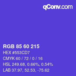カラーコード: RGB 85 60 215 | qconv.com