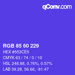 カラーコード: RGB 85 60 229 | qconv.com