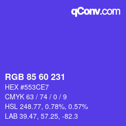 颜色代码: RGB 85 60 231 | qconv.com