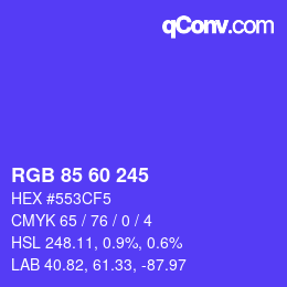 カラーコード: RGB 85 60 245 | qconv.com