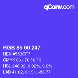 颜色代码: RGB 85 60 247 | qconv.com