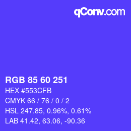 Color code: RGB 85 60 251 | qconv.com