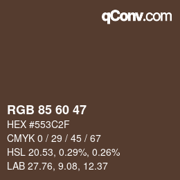 Color code: RGB 85 60 47 | qconv.com