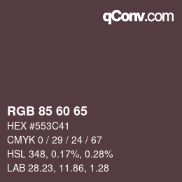 カラーコード: RGB 85 60 65 | qconv.com