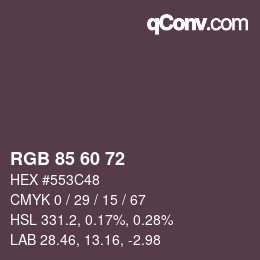 颜色代码: RGB 85 60 72 | qconv.com