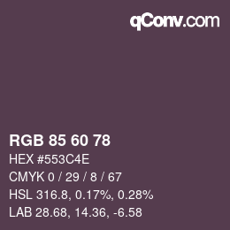 颜色代码: RGB 85 60 78 | qconv.com