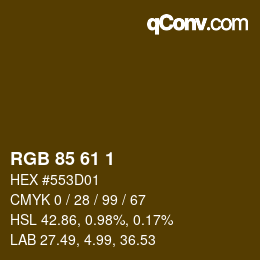 Color code: RGB 85 61 1 | qconv.com